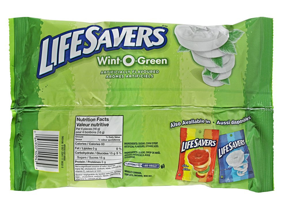 Life Savers Wint-O-Green, Laydown Bag, 368g/13oz.,  {Imported from Canada}