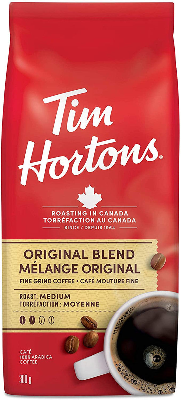 Tim Hortons Ground Coffee, Original, 300g/10.6 oz- 12 pk {Imported from Canada}