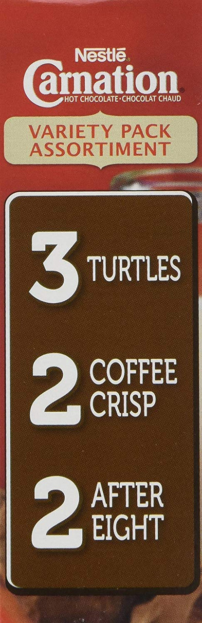 Nestle Carnation Variety Assorted Pack - 6 Turtles Sachets, 4 Coffee Crisp Sachets, 4 After Eight Hot Chocolate Sachets - Total 14 Hot Chocolate Sachets