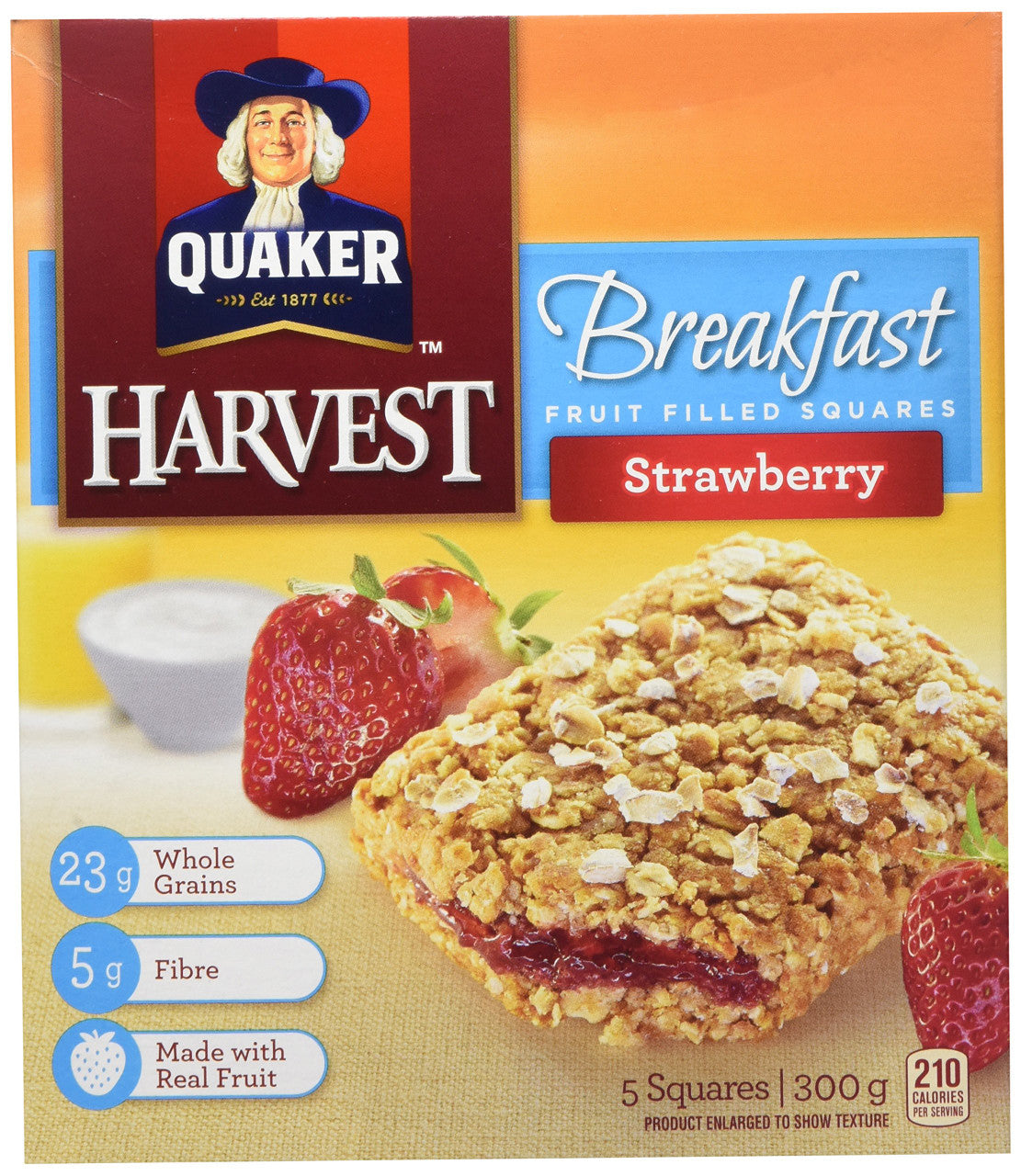Quaker Harvest Breakfast Strawberry Fruit Filled Squares 300g/10.6oz (Imported from Canada)