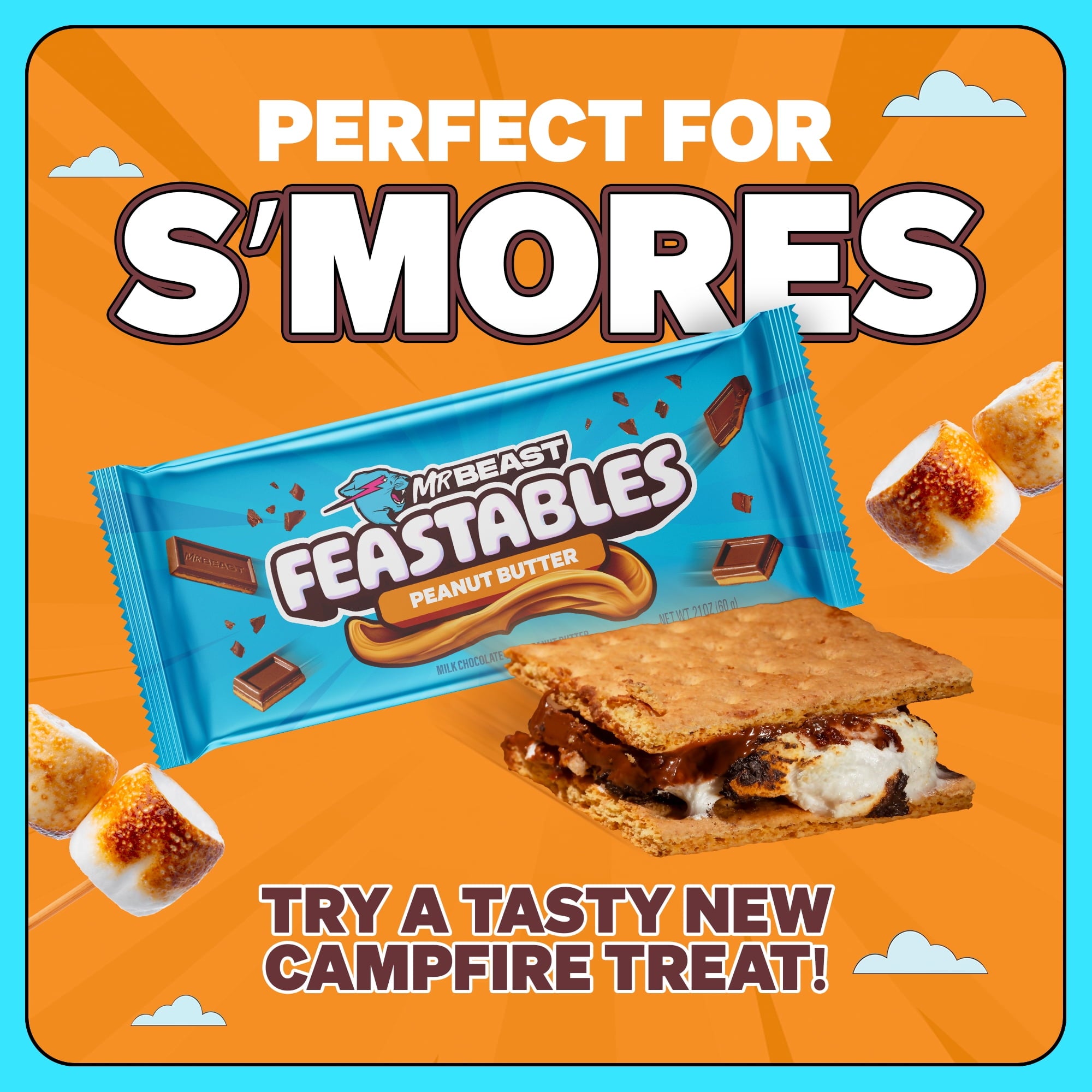 MR BEAST FEASTABLES Peanut Butter Milk Chocolate Bar, 60g/2.1 oz. - Bar