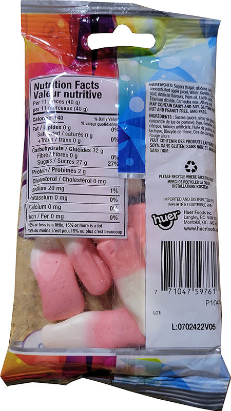 HUER Strawberry Frosty Bottles Gummy Candy, 50g/1.8 oz., Peg Bag, {Imported from Canada}