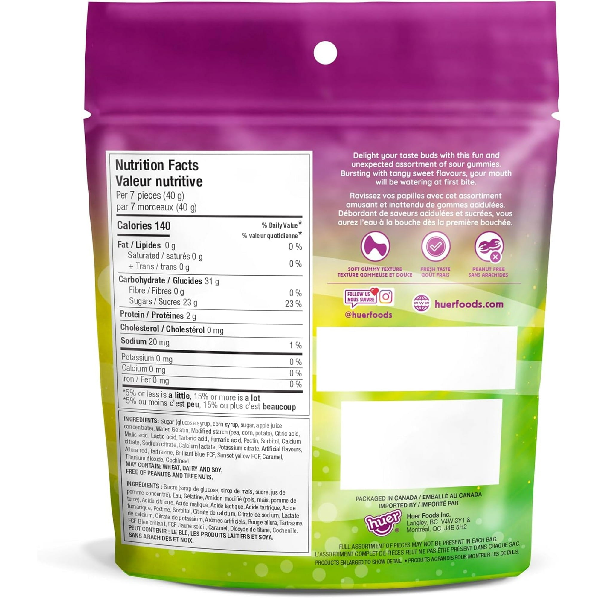 Huer Sour Super Mix Gummies, 180g/6.3 oz