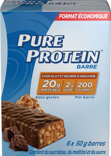 Pure Protein Bars, Gluten Free, Snack Bars, Chocolate Peanut Butter, 50 gram, 6 Count, {Imported from Canada}