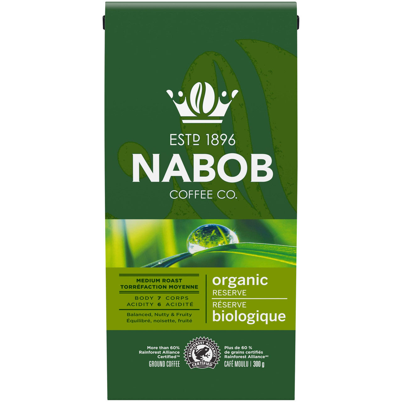 NABOB Organic Reserve Ground Coffee, 300g {Imported from Canada}