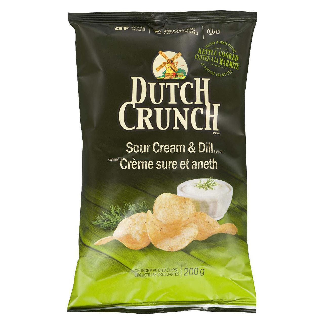 Old Dutch Crunch Sour Cream & Dill Potato Chips, 200g/7.1 oz., {Imported from Canada}