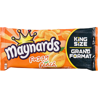 Maynards Gummy Candy, Fuzzy Peach King Size, 96 Grams/3.4 Ounces - 18 Pack, {Imported from Canada}