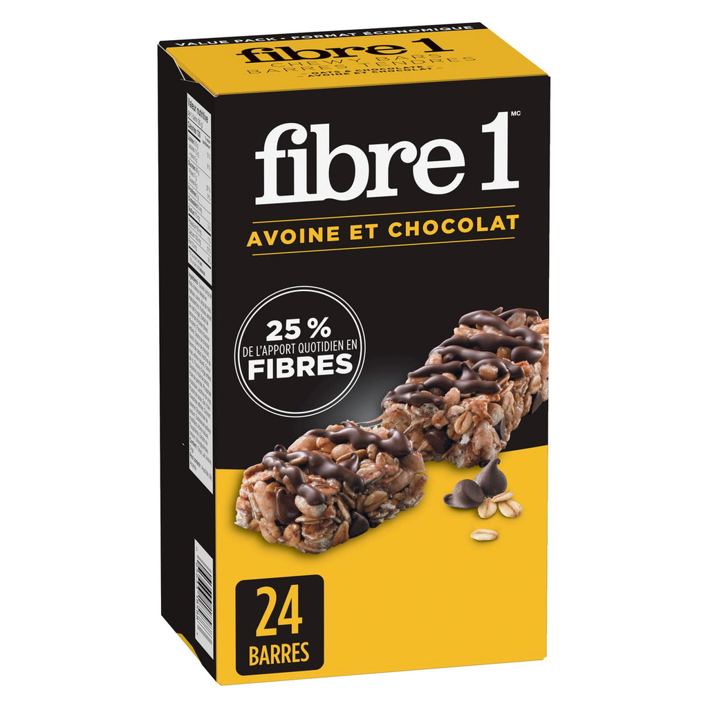 Fibre 1 Chewy Oats & Chocolate Bars, 24 Bars, 840g/1.8 lbs. Box - Back