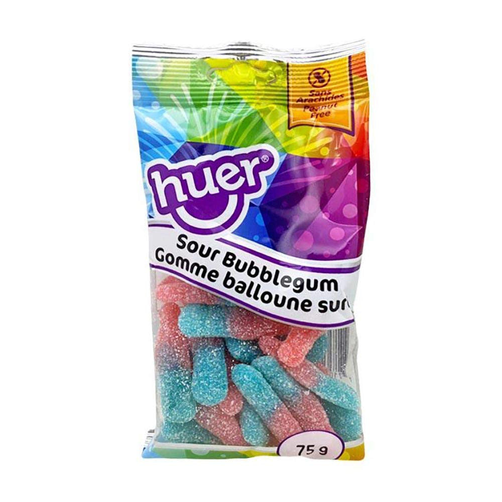 Huer Gummy Candy, Sour Bubble Gum Bottles, 1 Peg Bag, 75g/2.6 oz., {Imported from Canada}