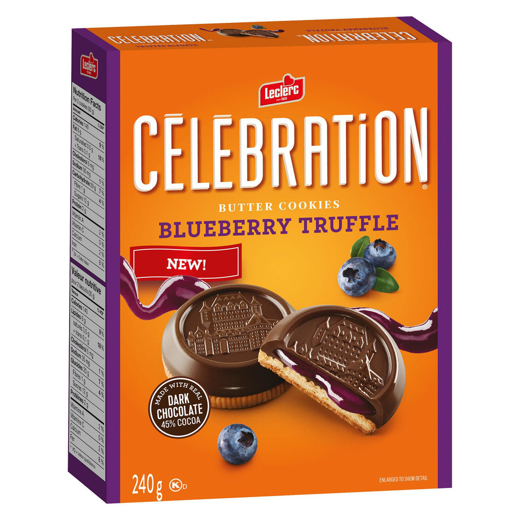 Leclerc Celebration Blueberry Truffle Cookies, 240g/8.5 oz. Box {Imported from Canada}