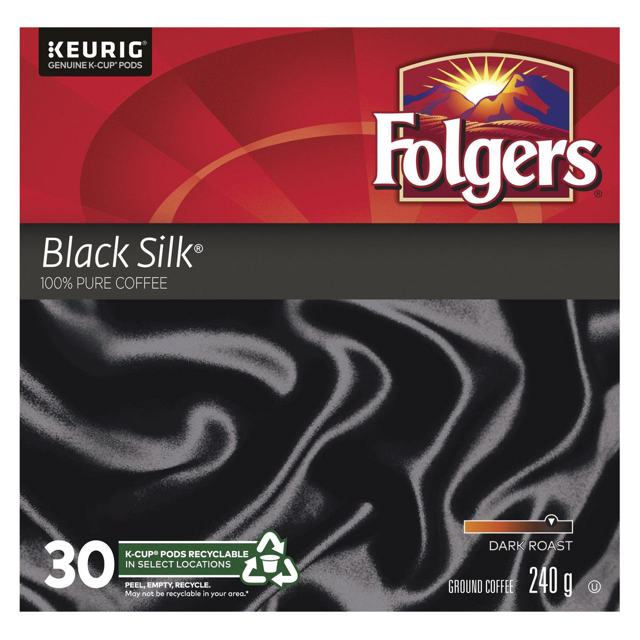 Folgers Black Silk Coffee K-cups, 30 Count, 240g/8.4 oz. Box {Imported from Canada}