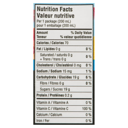 Minute Maid Grape Punch Juice Boxes Perfect for On-The-Go, 10x200ml, 2L/67.6 fl. oz - Nutrition Facts Label