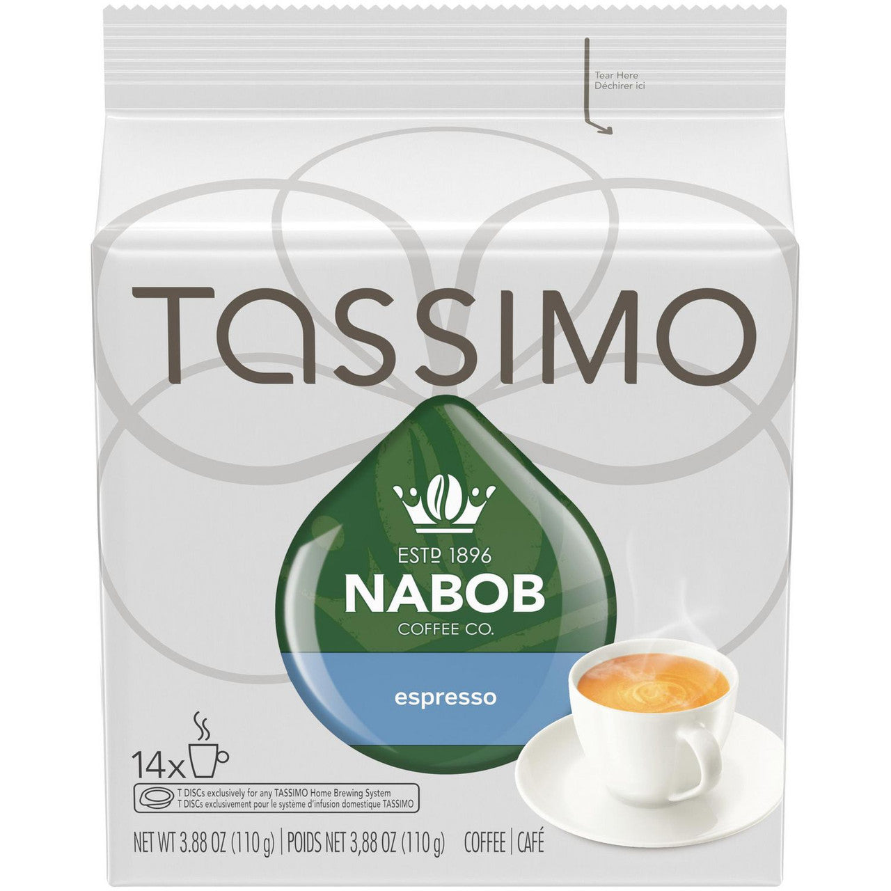 Tassimo Nabob Coffee Espresso, 70 T-Discs (5 Boxes of 14 T-Discs) {Imported from Canada}