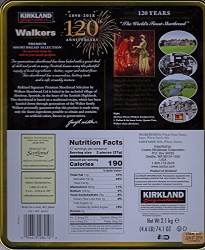 Kirkland Signature Walkers Premium Shortbread Gift Tin, 4.6 Pound