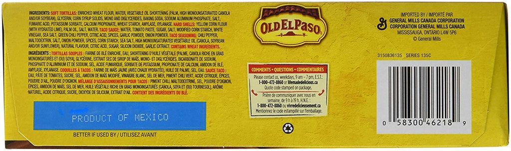 Old El Paso Hard and Soft Taco Kit, 12 shells, 340g/12 oz., {Imported from Canada}