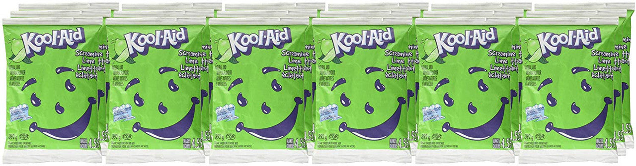 Kool-Aid Screamin' Lime Powdered Drink Mix, 392g/13.8 oz, Pouches, 18pk {Imported from Canada}