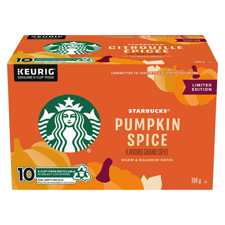 Starbucks Pumpkin Spice Flavored Coffee, 10 K-cups, 104g/3.6 oz