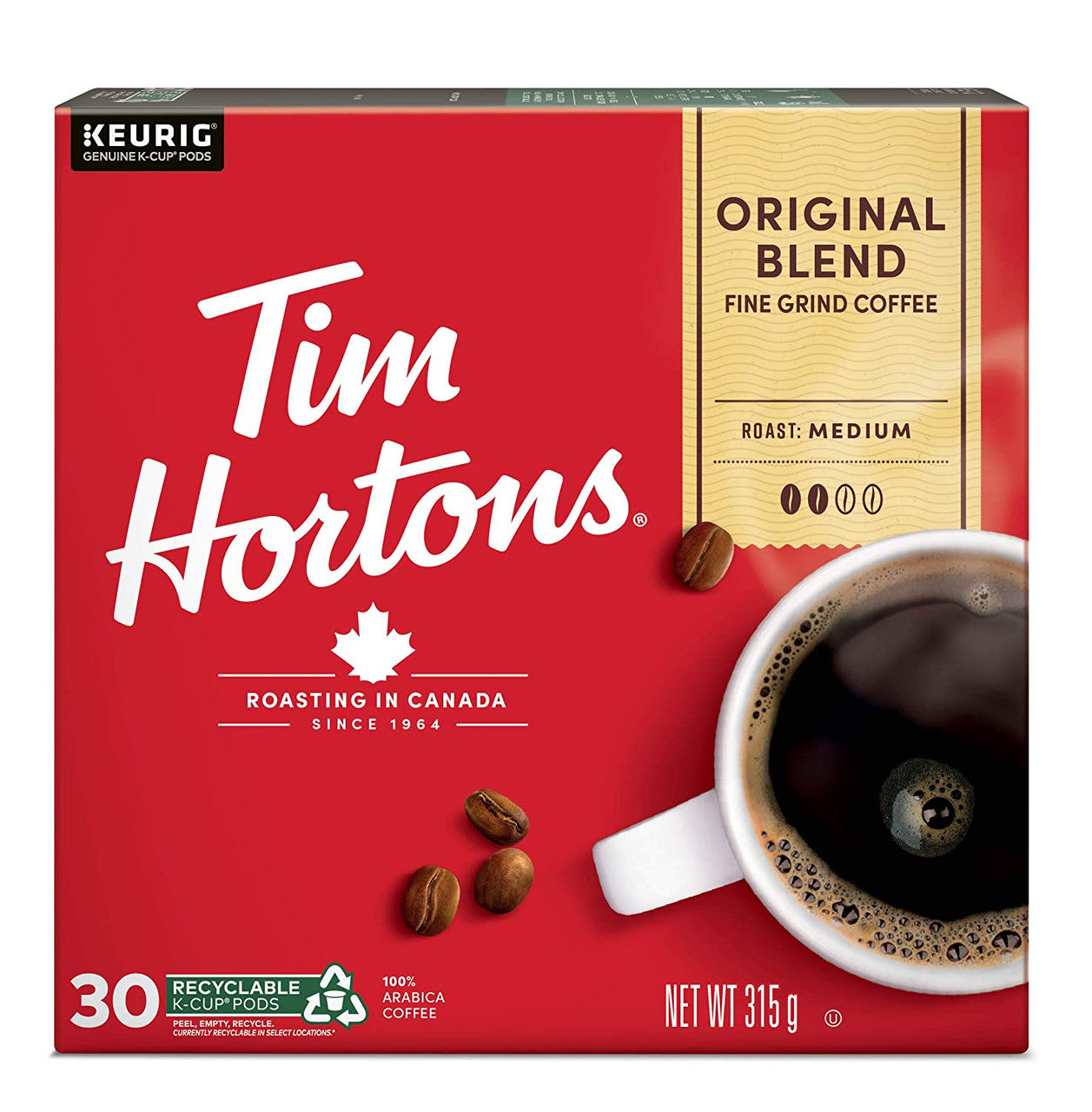 Tim Hortons Single Serve Original Coffee K-Cups, 30 Count {Imported from Canada}