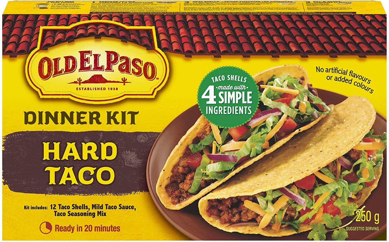 Old El Paso Hard Taco Dinner Kit, 12 taco shells, 250g/8.8 oz., {Imported from Canada}