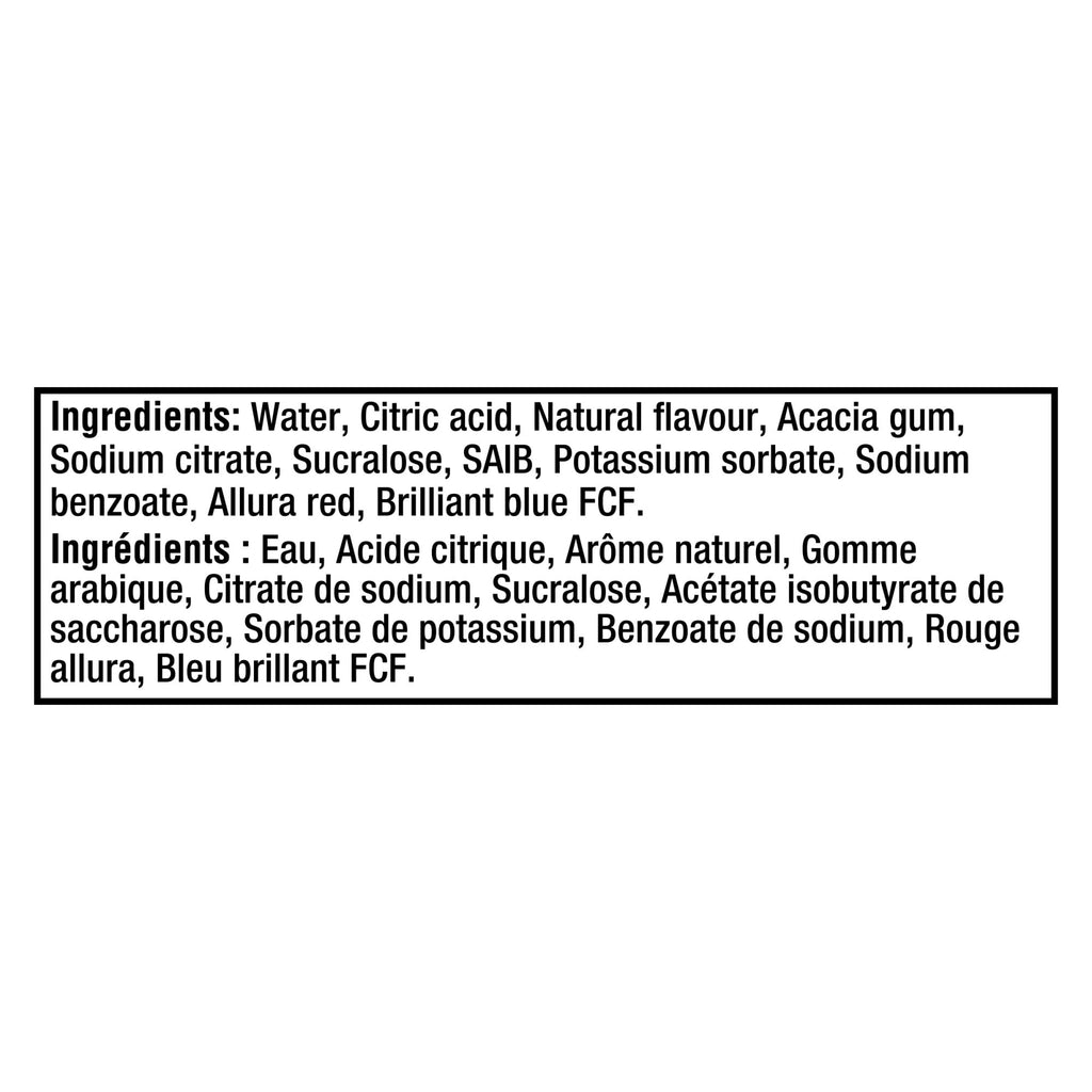 List of ingredients for MiO Blueberry Lemonade Liquid Water Enhancer, 48ml/1.62oz on a white background