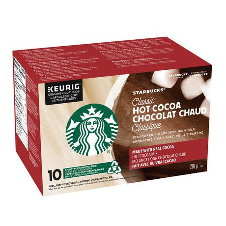 Starbucks Classic Hot Cocoa K-Cups, 10ct Box, 209g/7.3 oz., (Imported from Canada)