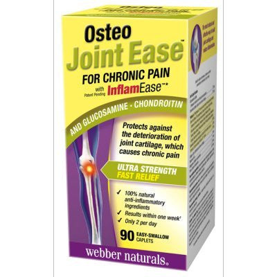 Webber Naturals Osteo Joint Ease with InflamEase, and Glucosamine Chondroitin, 90 easy-swallow caplets {Imported from Canada}