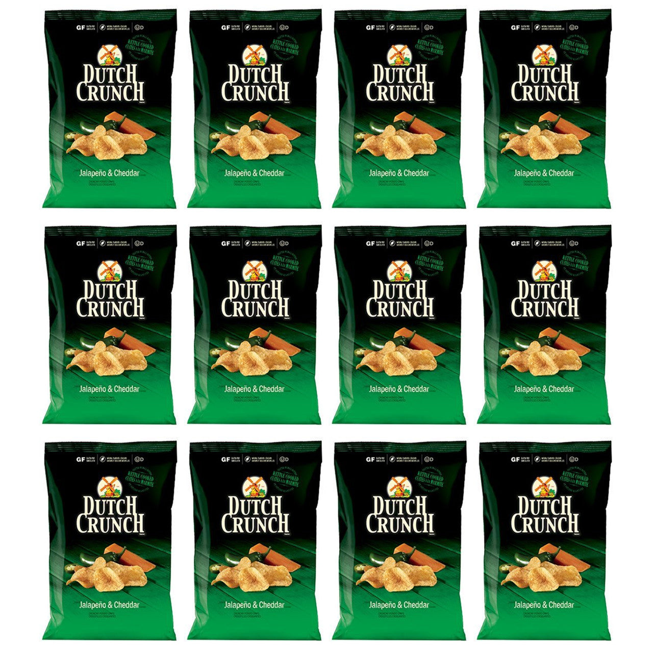 Old Dutch, Dutch Crunch, Jalapeno & Cheddar, 40g/1.4oz Chips (12pk) {Imported from Canada}