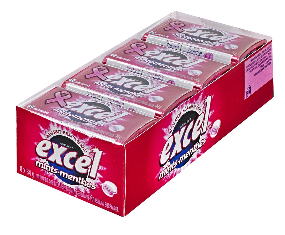 Excel Mints Mixed Berry, 34g Tin, 8ct, (Imported from Canada)