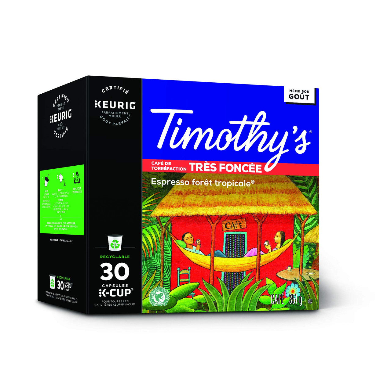 Timothy`s World Coffee Rainforest Espresso 30 K-Cups{Imported from Canada}