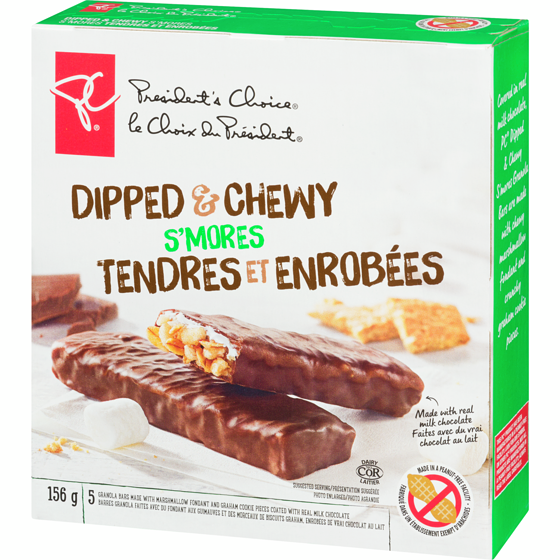 President's Choice Dipped & Chewy, S'mores Granola Bars, 5ct, 156g/5.5oz, Canada