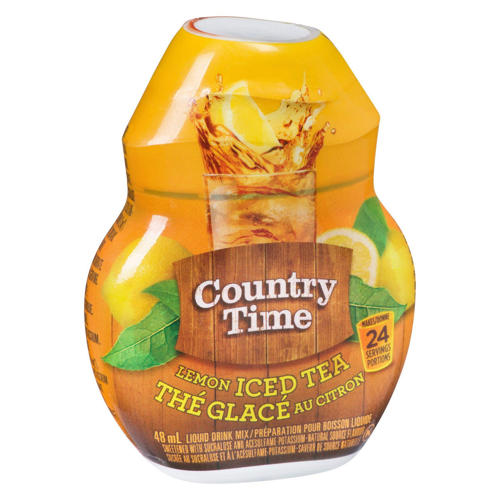 Country Time Liquid Drink Mix - Lemon Iced Tea, 12ct, 48mL/1.62oz each, (Imported from Canada)