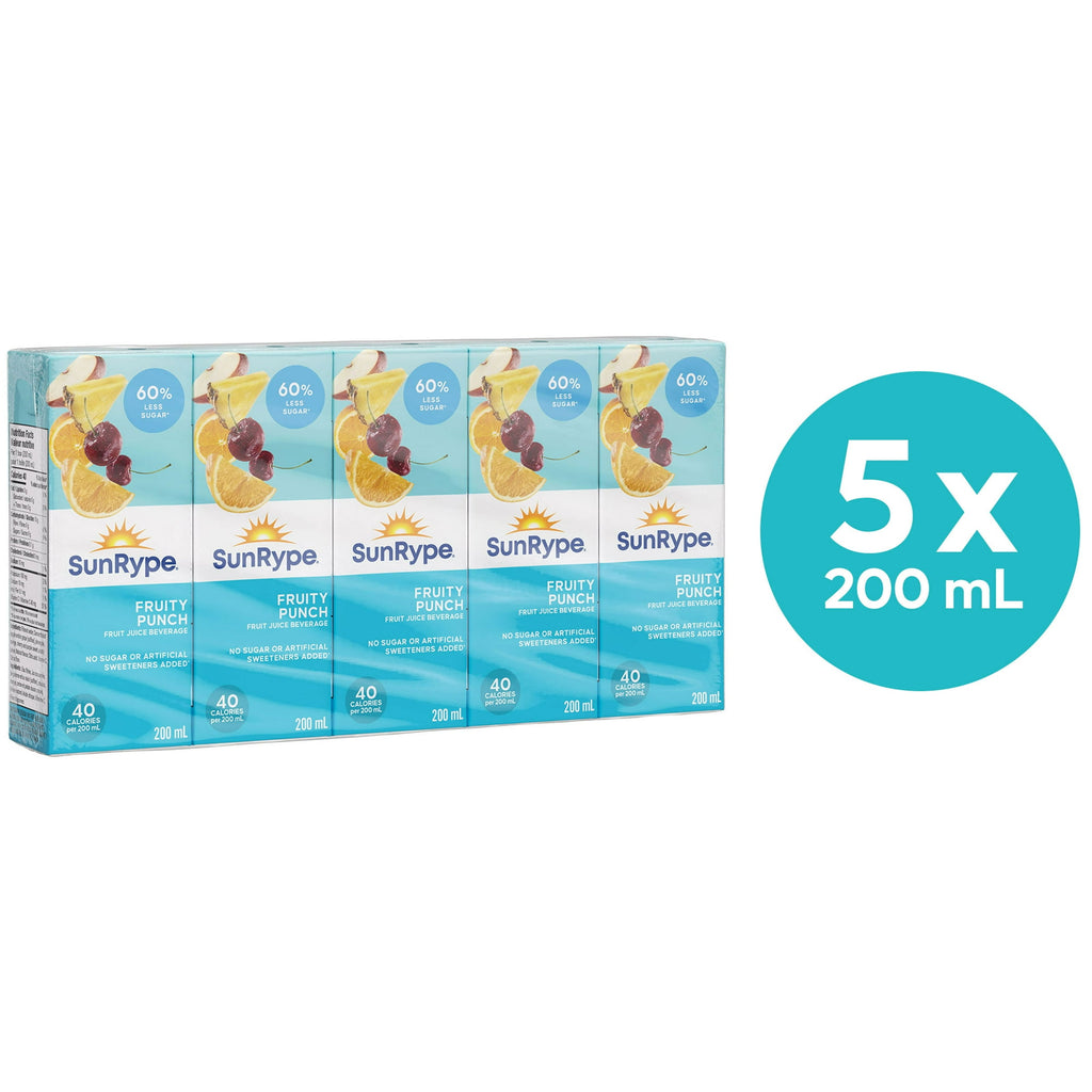 SunRype Fruity Punch Juice Boxes Perfect for On-The-Go, 5x200ml, 1L/33.8 fl. oz. - Front Of Pack