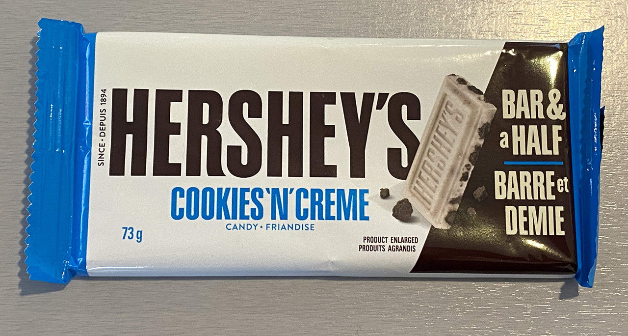 Hershey Cookies N Creme King Size, 73g/2.6 oz, per bar (18pk) {Imported from Canada}