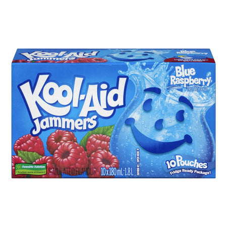 KOOL-AID Jammers Blue Raspberry Juice, 10ct, 180ml, {Imported from Canada}