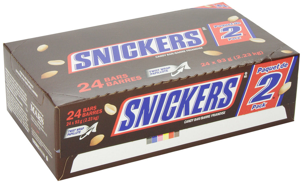 Snickers 2-Piece King Size Chocolate 93g/3.3 oz., 24-Count, {Imported from Canada}