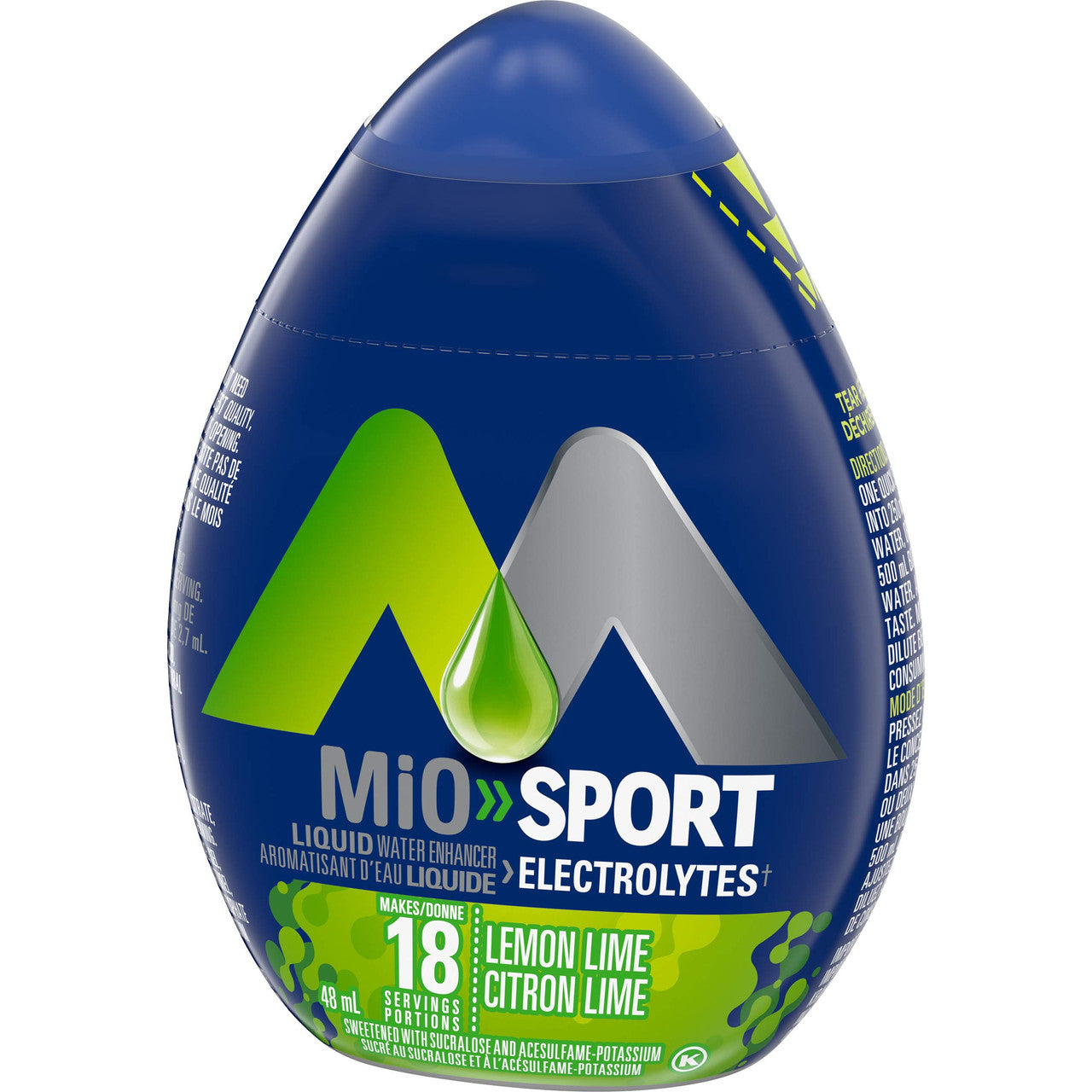 MiO Sport Lemon-Lime Electrolyte Liquid Water Enhancer, 48mL/1.6 fl. oz., (12 pack) {Imported from Canada}