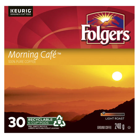 Folgers Morning Cafe K-Cup Coffee Pods 30ct {Imported from Canada}