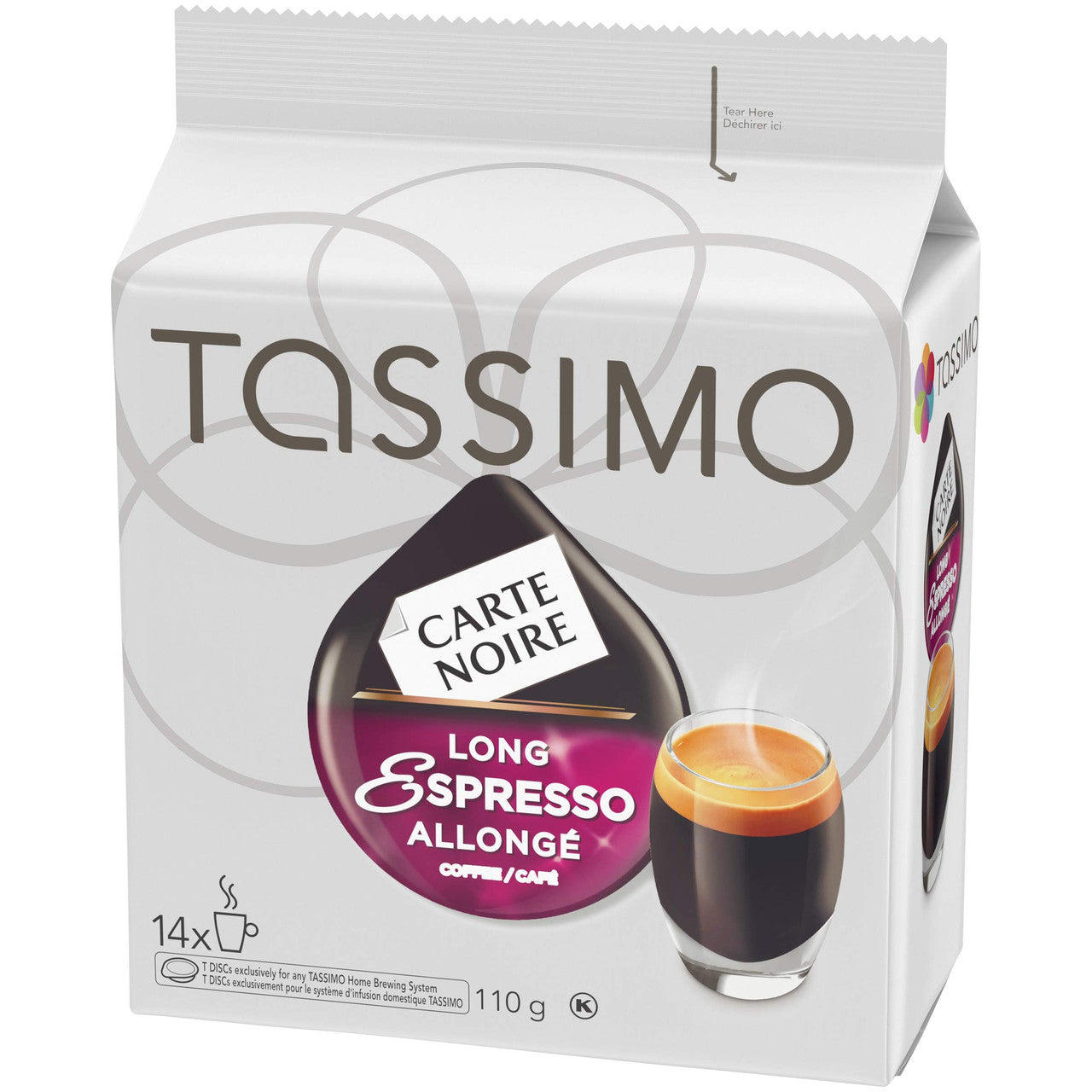 Tassimo Carte Noire Long Espresso, 70 T-Discs (5 Boxes of 14 T-Discs) {Imported from Canada}