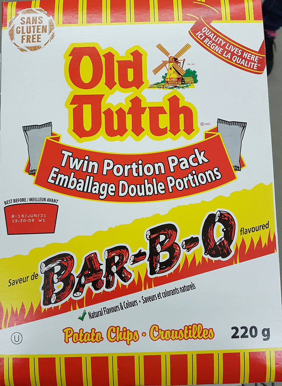 Old Dutch BBQ Barbeque Potato Chips, 220g/7.8 oz., Box (3pk) {Imported from Canada}