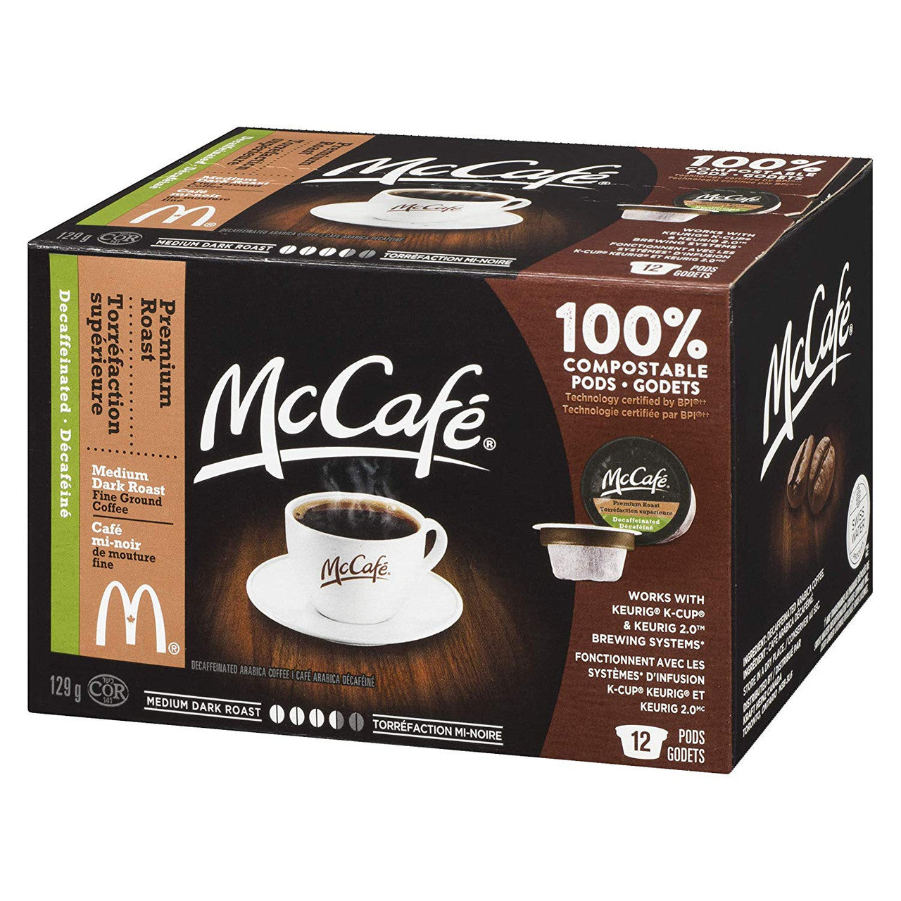 McCafé Premium Roast Decaffeinated Coffee Keurig K-Cup Pods, 72 Pods (6 Boxes of 12 Pods) {Imported from Canada}