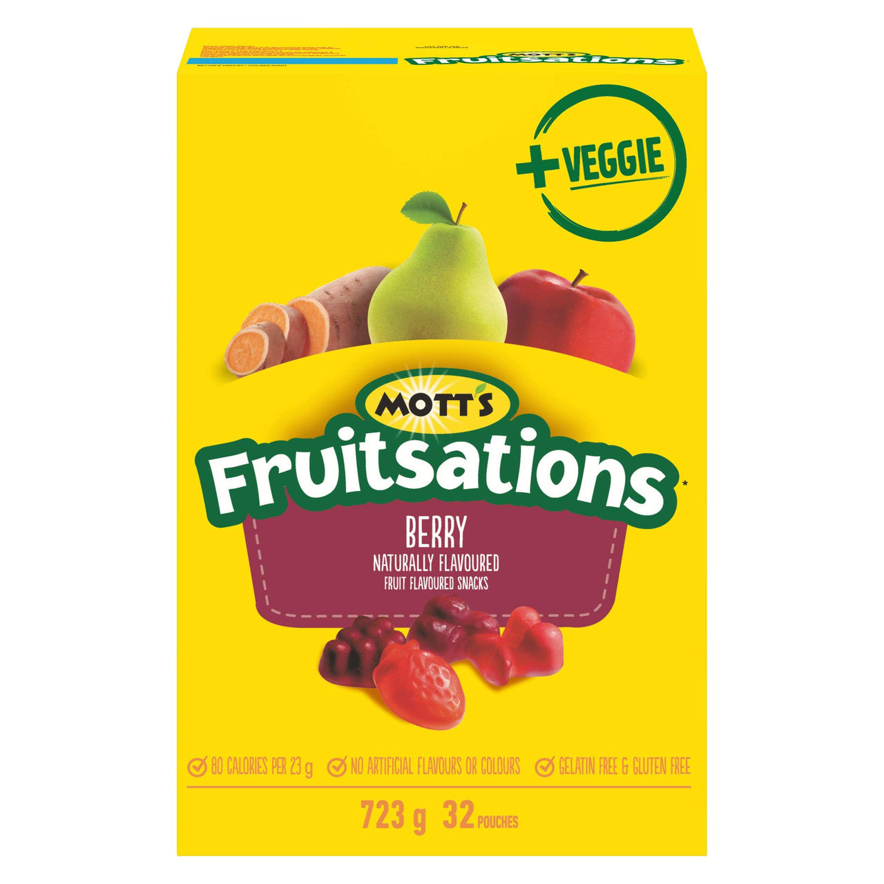 Mott's Fruitsations, Gluten Free Veggie Berry, 32ct, 723g/1.6lbs, {Imported from Canada}