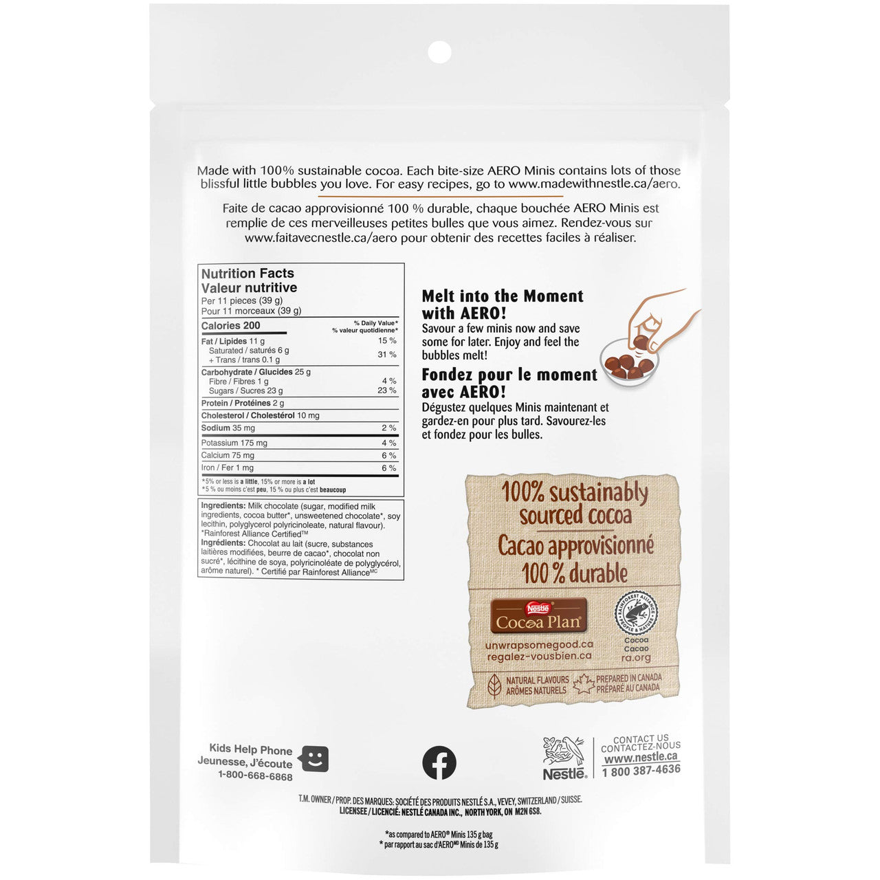 Nestle Aero Milk Chocolate Minis Pouch, 800g/1.7lbs. {Imported from Canada}