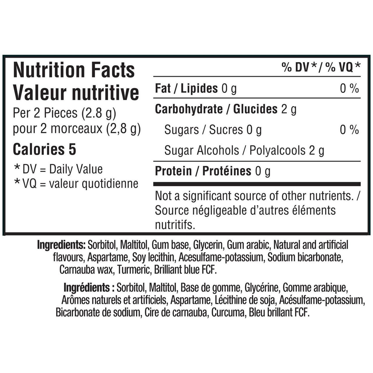 Excel White Sugar-Free Gum, Spearmint, 3-Pack x 18 pieces, 54 pieces total {Imported from Canada}