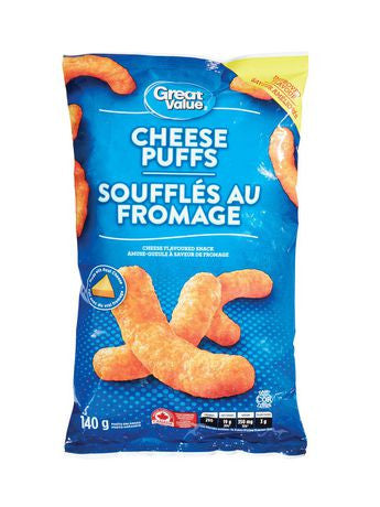 Great Value Cheese Puffs Snacks, 140g/4.9oz., {Imported from Canada}