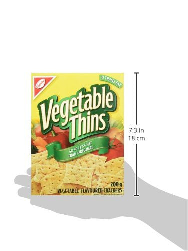 Christie Vegetable Thins, 40% Less Fat, Crackers, 200g/7oz., (6 Pack) {Imported from Canada}