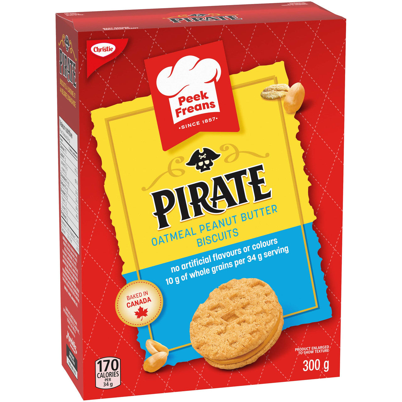 Christie Peek Freans Pirate Peanut Butter Oatmeal Cookies, 300g/10.6 oz., {Imported from Canada}