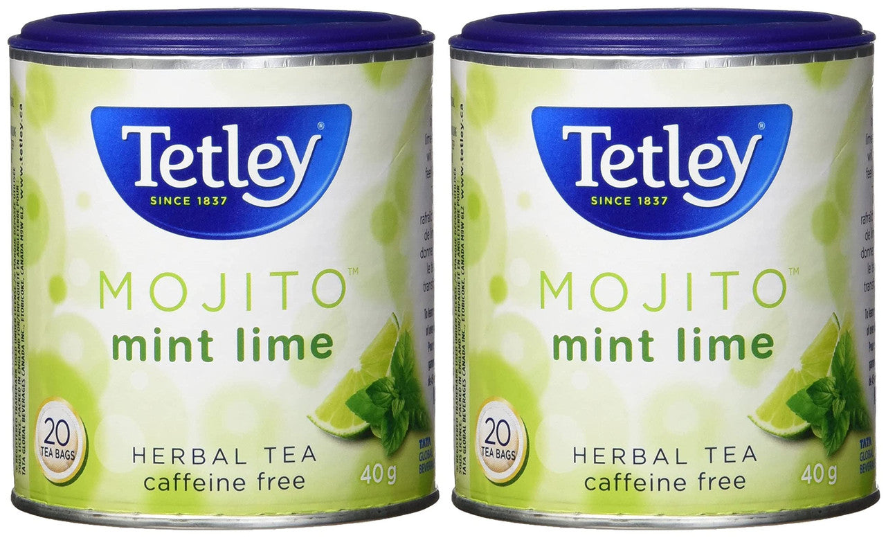 Tetley Tea Mojito Herbal Tea 20ct 40g/1.4oz, (Pack of 2) {Imported from Canada}
