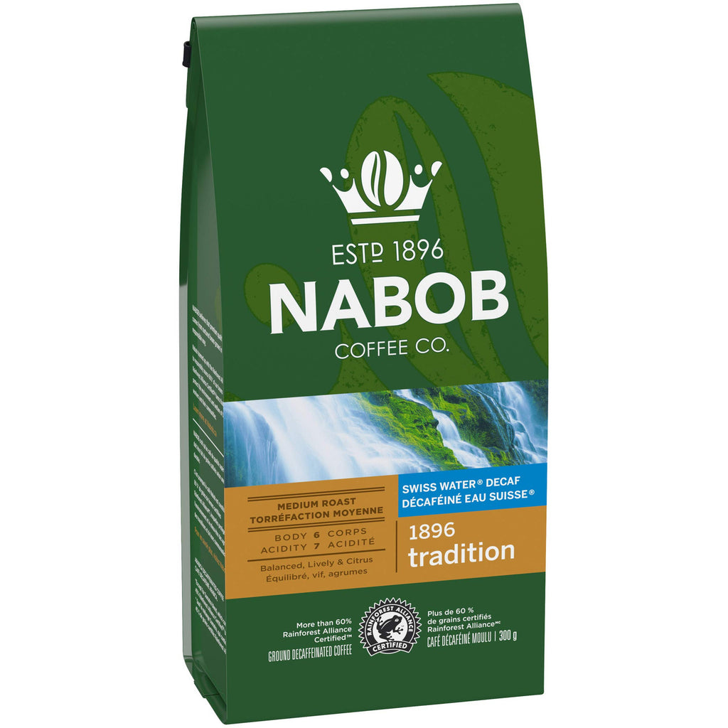 Nabob 1896 Tradition Ground Decaffeinated Coffee, 300g/10.6 oz. (Pack of 6) {Imported from Canada}