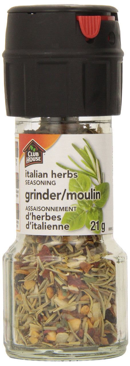 Club House, Quality Natural Herbs & Spices, Italian Herbs Seasoning, Grinder, 21g (Imported from Canada)