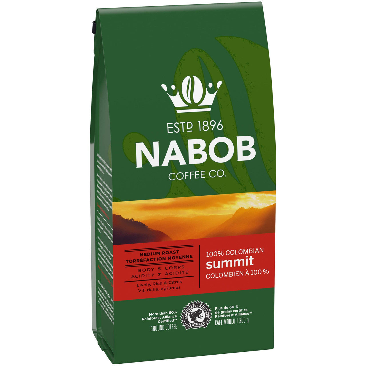 Nabob Summit 100% Colombian Ground Coffee, 300g/10.6 oz. (Pack of 6) {Imported from Canada}